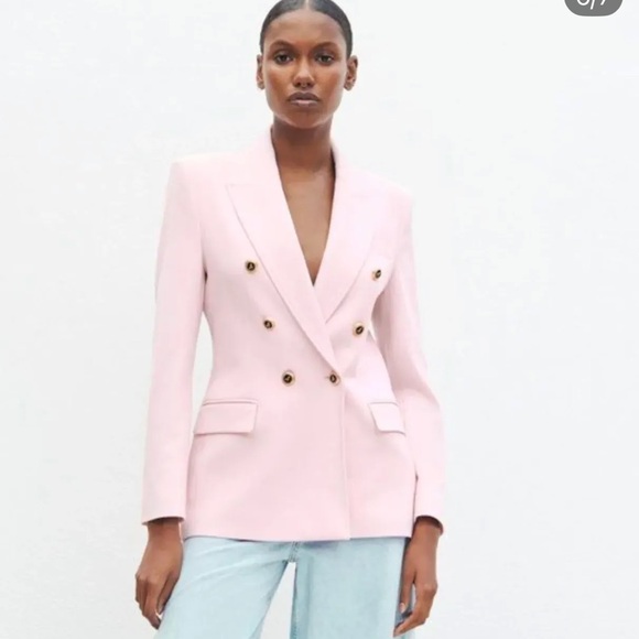 Zara Jackets & Blazers - Zara Light Pink Double-Breasted Blazer size Small